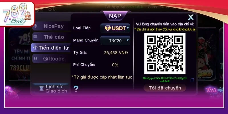 4 bước chuyển tiền điện tử USDT cho cổng cược 789 Club