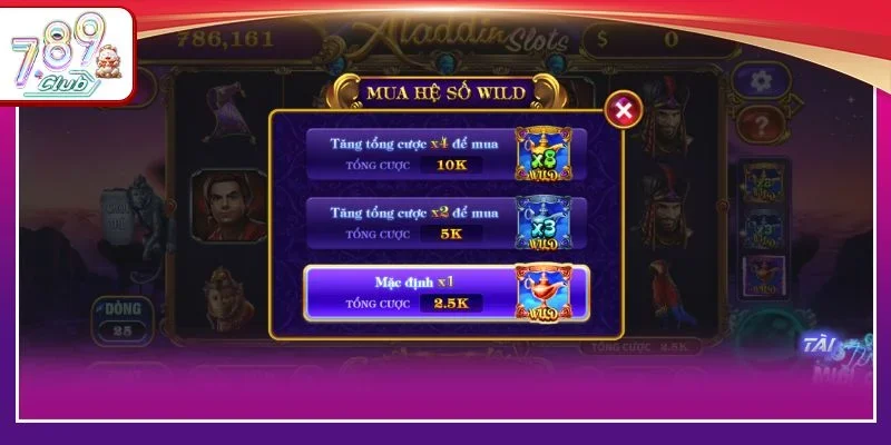 789Club quy định hệ số thưởng rất cụ thể của game slots Alladins.