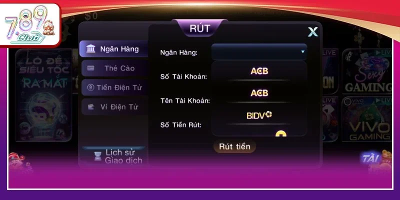 Các bước rút tiền tại 789Club diễn ra nhanh gọn.