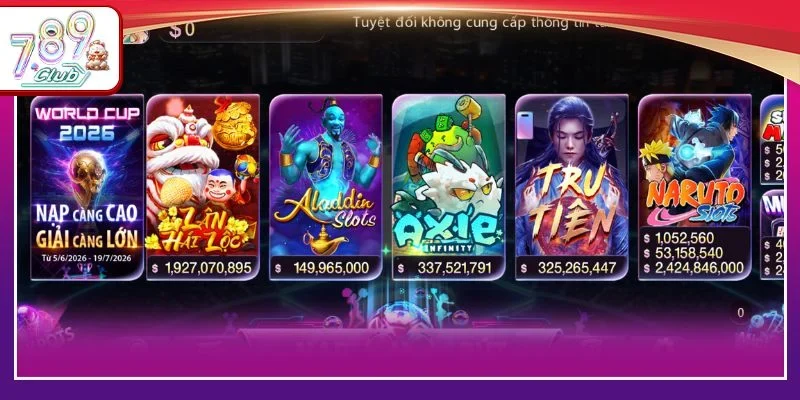 Giao diện bắt mắt của sảnh Nổ hũ 789Club.